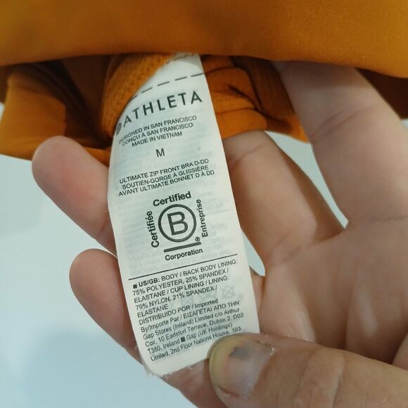 Athleta Ultimate Zip Front Sports Bra Size Medium Orange - Picture 3 of 7